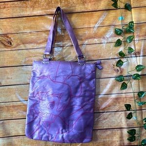 Disney tinker bell faux pink leather tote bag ”flawed”